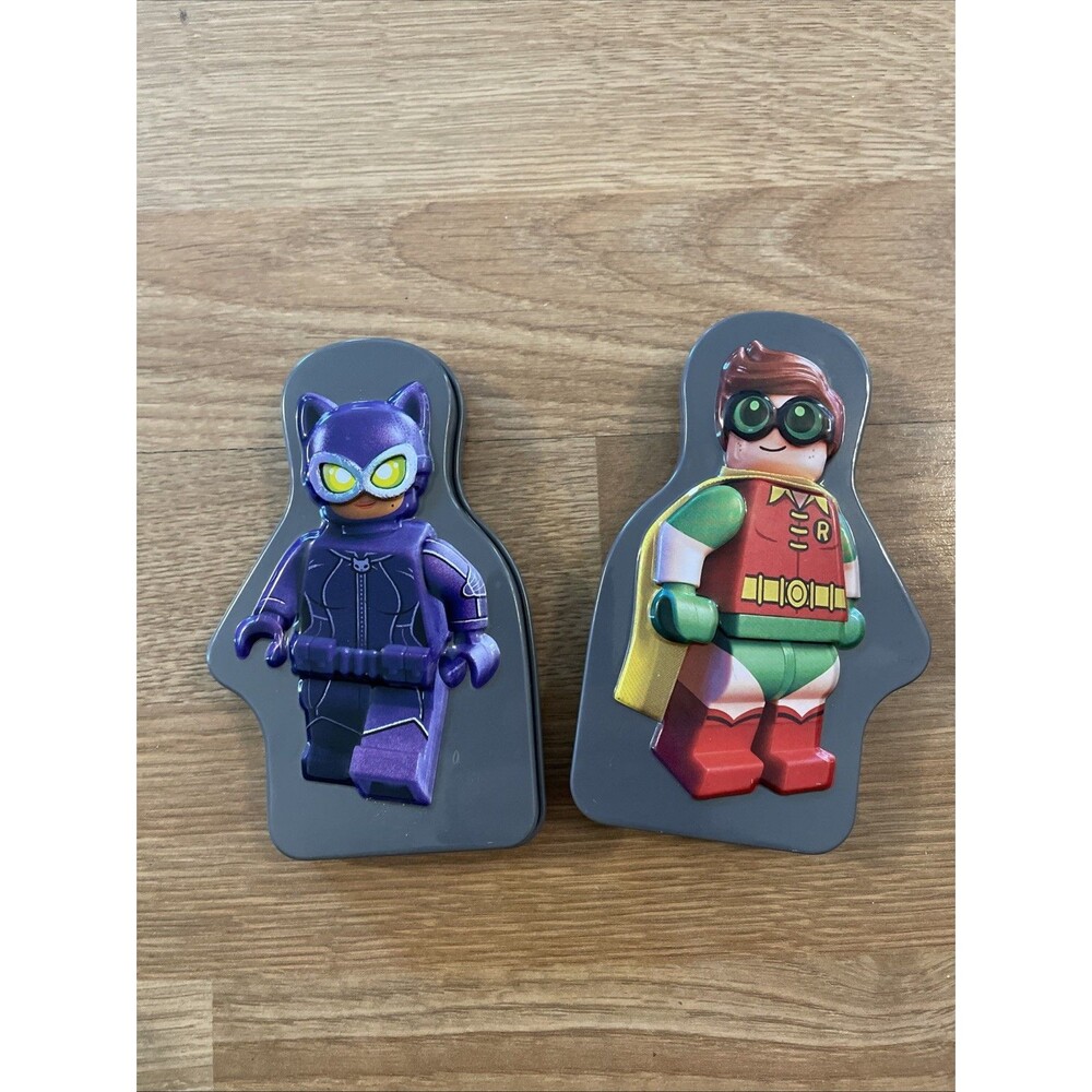 DC Comics Lego 2017 Superhero Robin & Catwoman Tin Cases 5" Bundle